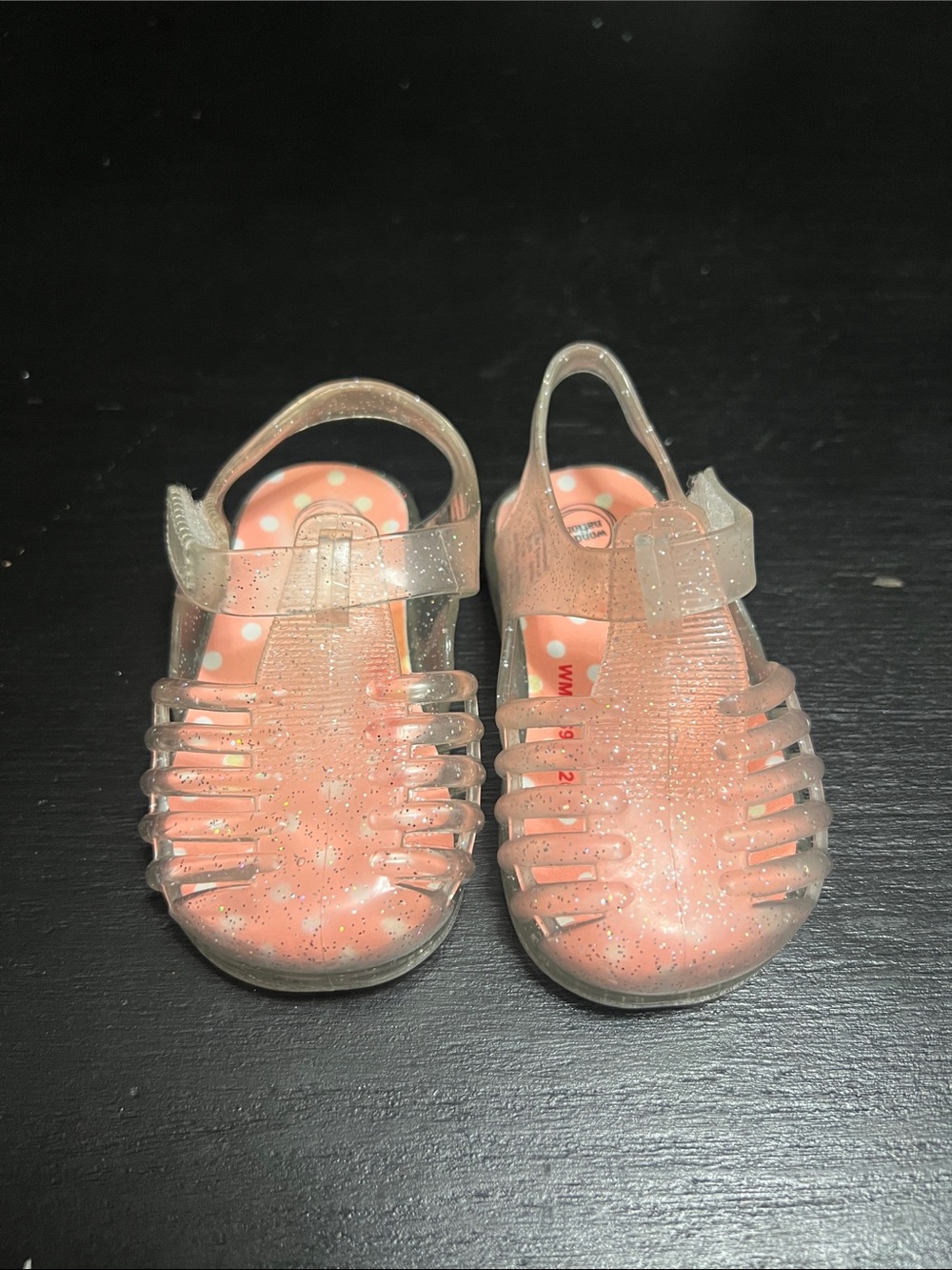 wonder nation Clear Glitter Jelly Sandals with Pink Insole